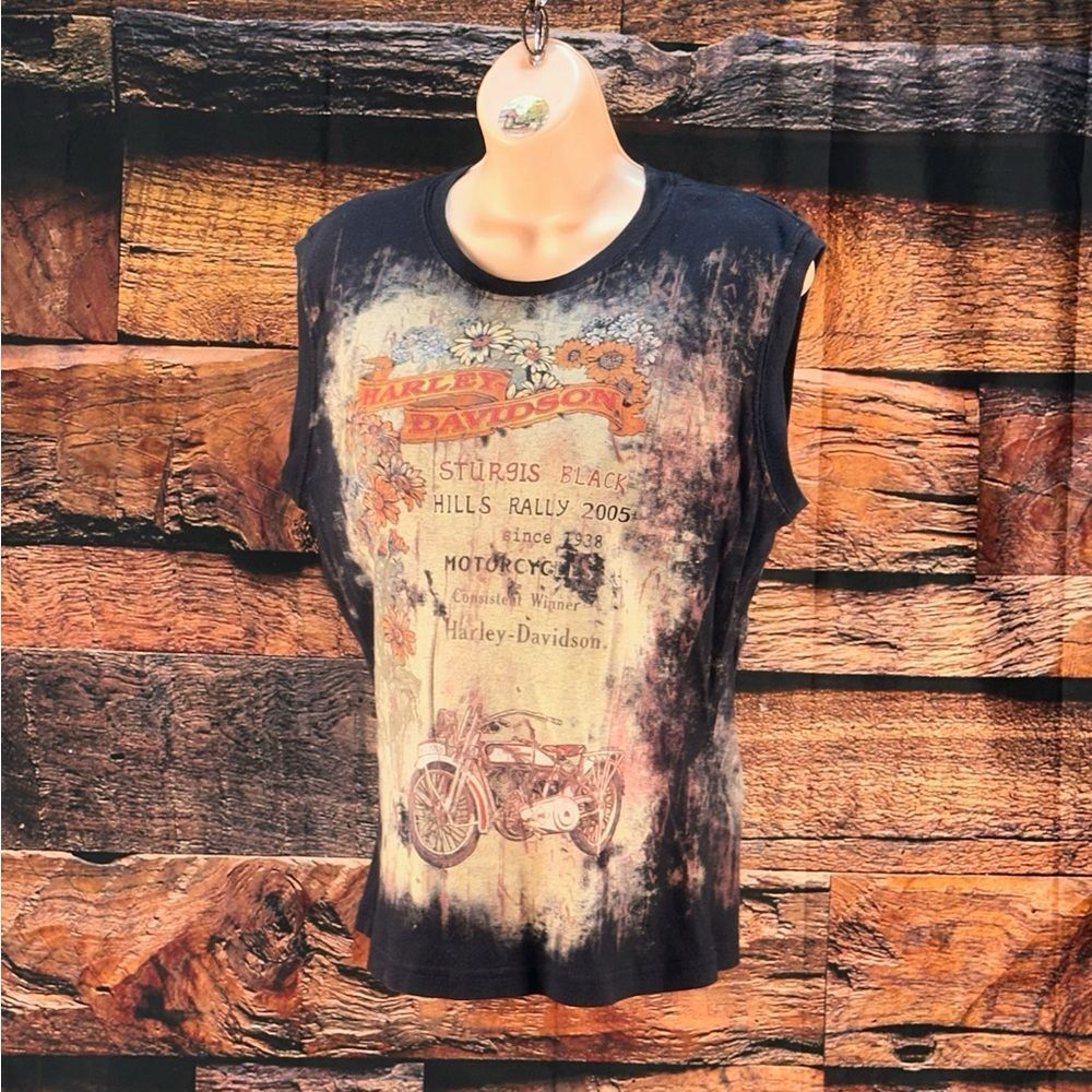 Harley-Davidson Black Tee with Cream & Orange Graphic